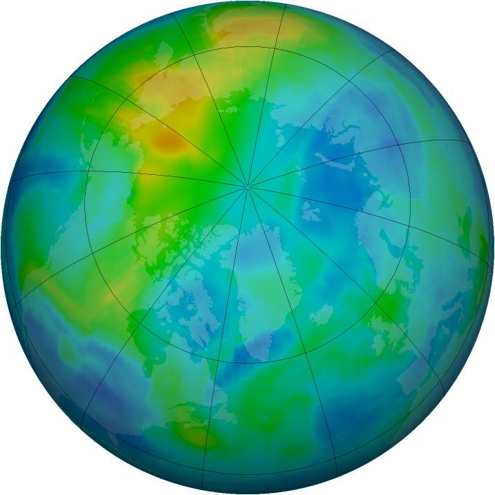 Arctic ozone map for 29 October 1996
